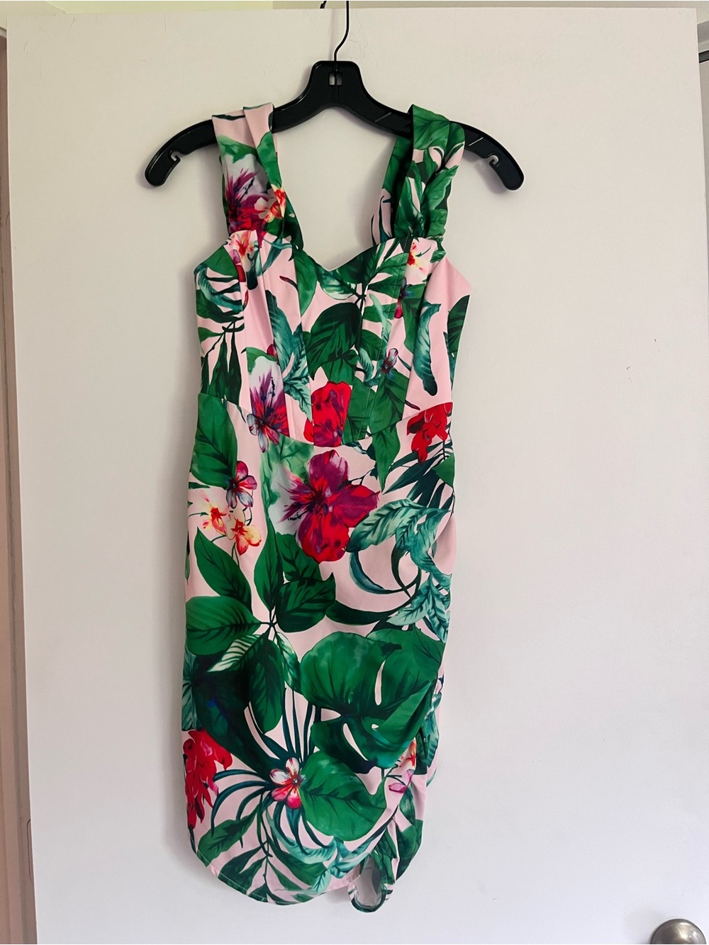 EUCFloral Tropical Print Sheath Dress - Pink & Green